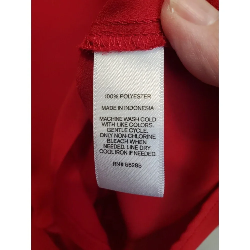 Express Portofino Roll-Tab Sleeve Button-Up Shirt Red Size Medium - Picture 6 of 6